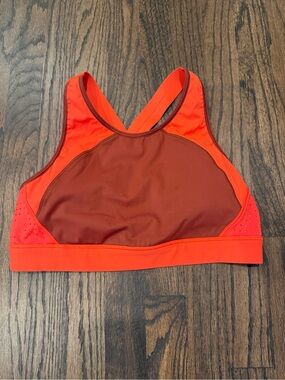 Athleta Two-Tone Burnt Orange & Bright Orange Racerback Sports Bra